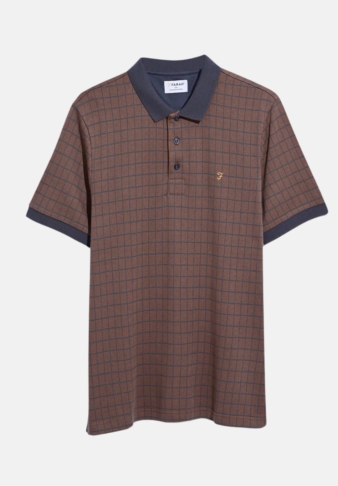 Farah Rutland Check Polo Shirt | Charcoal