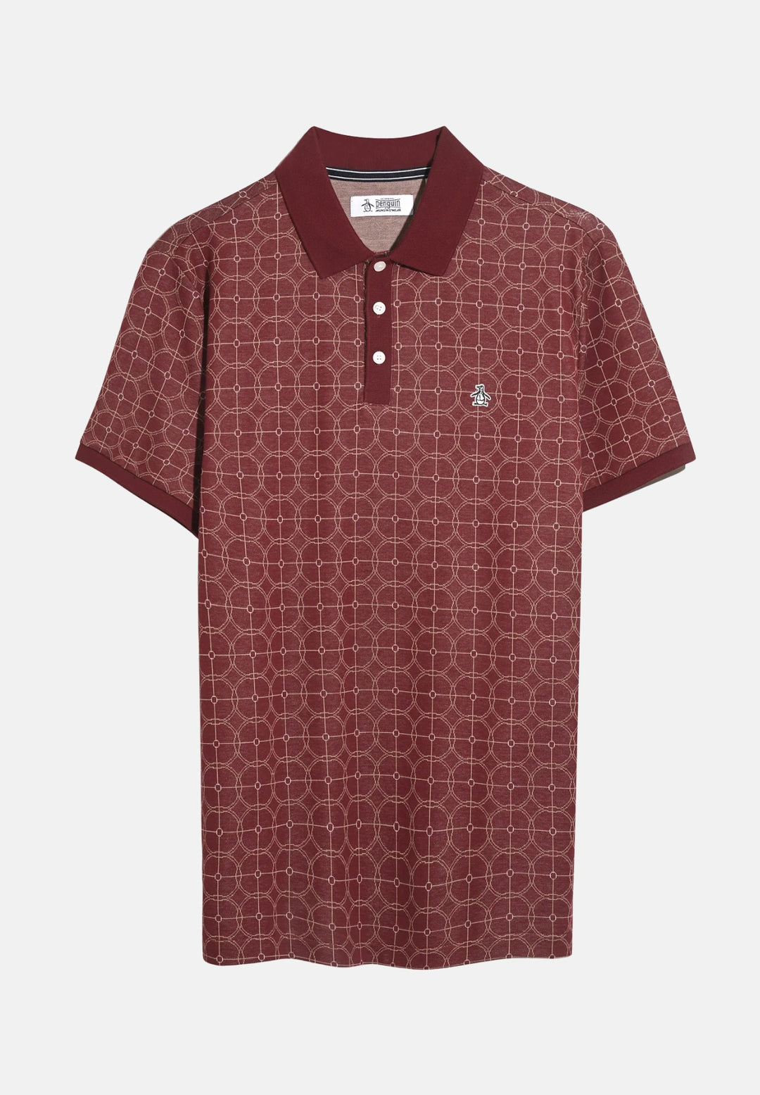 Original Penguin Geometric Jacquard Polo Shirt | Cabernet