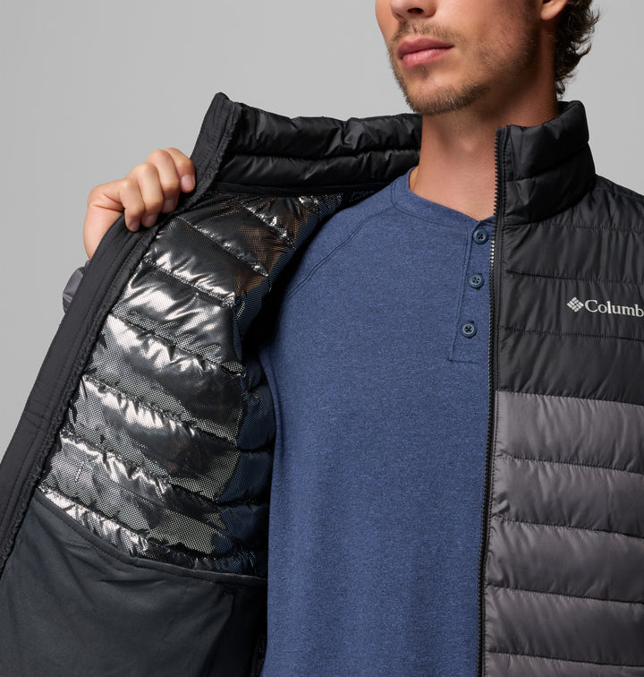 Columbia Powder Lite II jacket open view shows insulated lining and zip placket