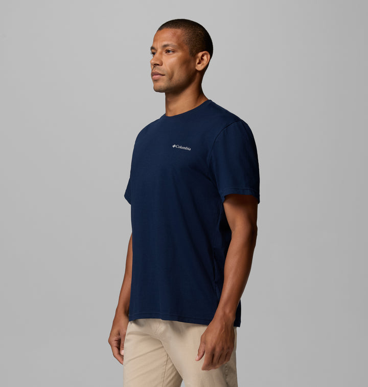 Men's Columbia CSC basic tee, collegiate navy, side view, chest logo