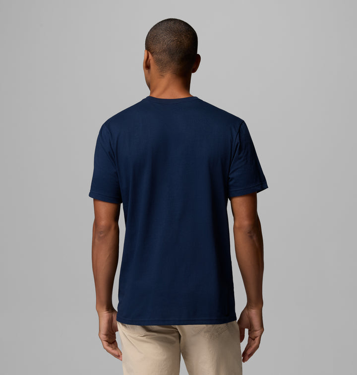 Men's Columbia CSC basic tee, collegiate navy, back view, crew neck short sleeves