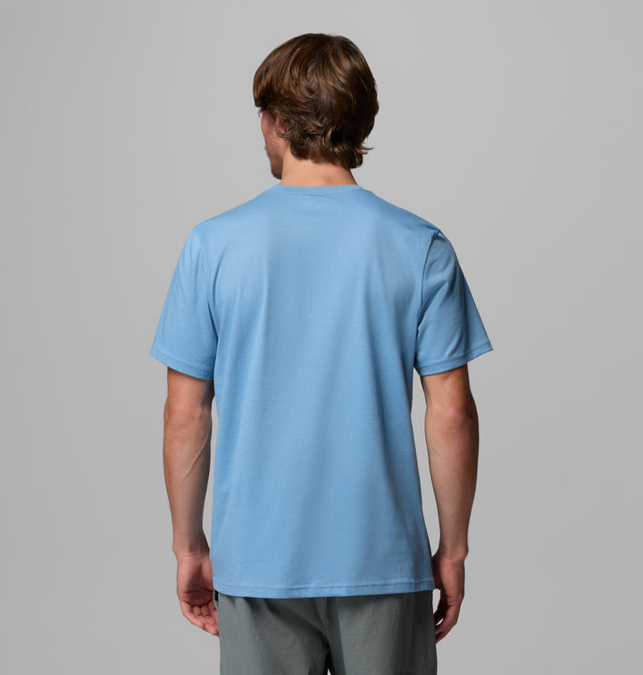 Men's light blue T-shirt, plain back with crew neck and short sleeves