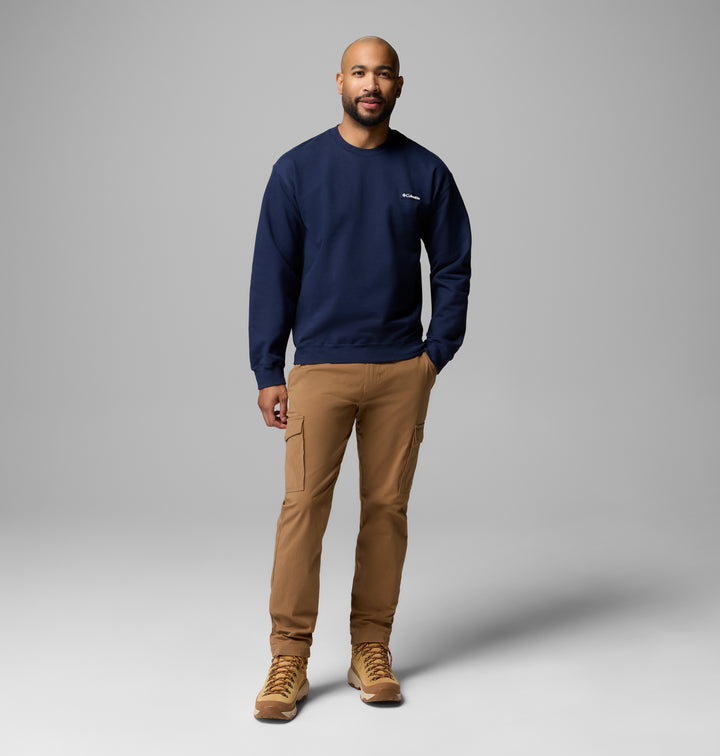Navy crew sweatshirt with crew neck and long sleeves, small chest logo detail