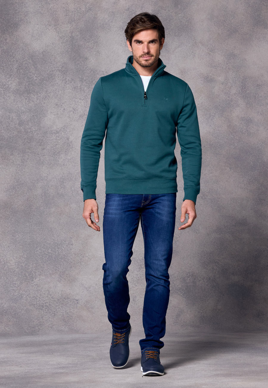 Rivet & Denim 1/4-zip Flux Top | Aqua