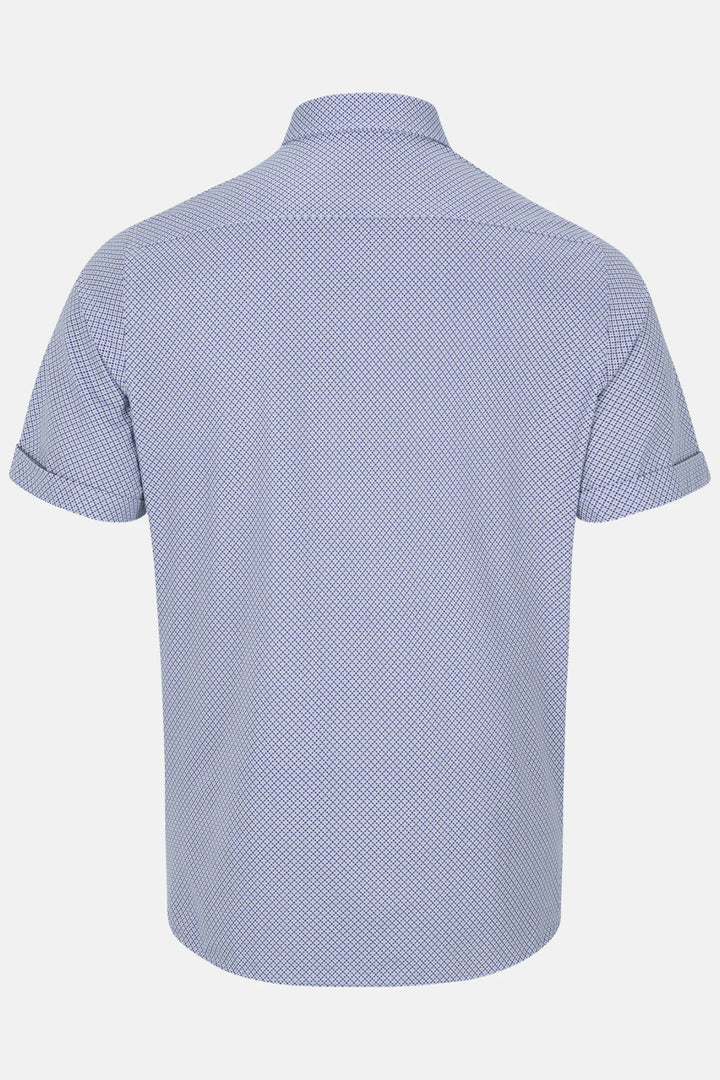 6th Sense BD performance short-sleeve shirt, blue micro-pattern, back view
