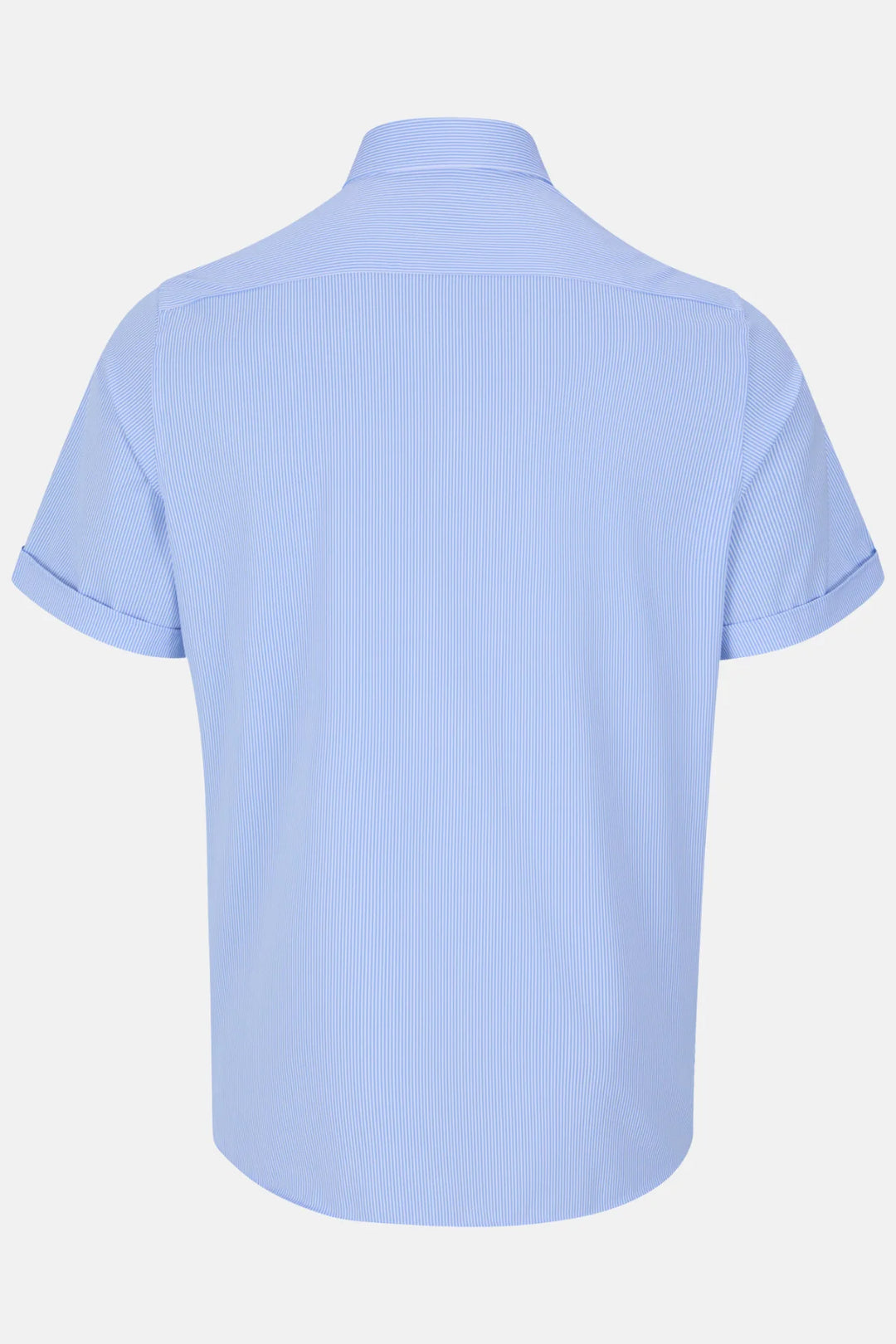 Back view of 6th Sense BD short-sleeve performance shirt in light blue