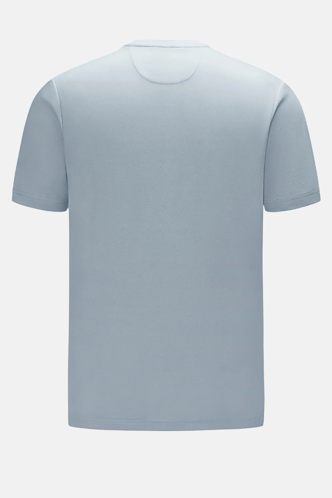 Light blue liquid t-shirt, back view with crew neck and short sleeves