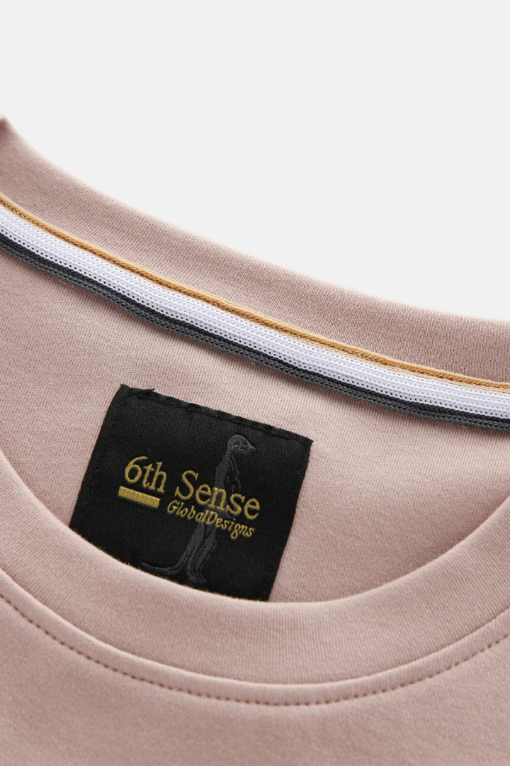 Rose crew-neck Liquid T-shirt with brand neck label
