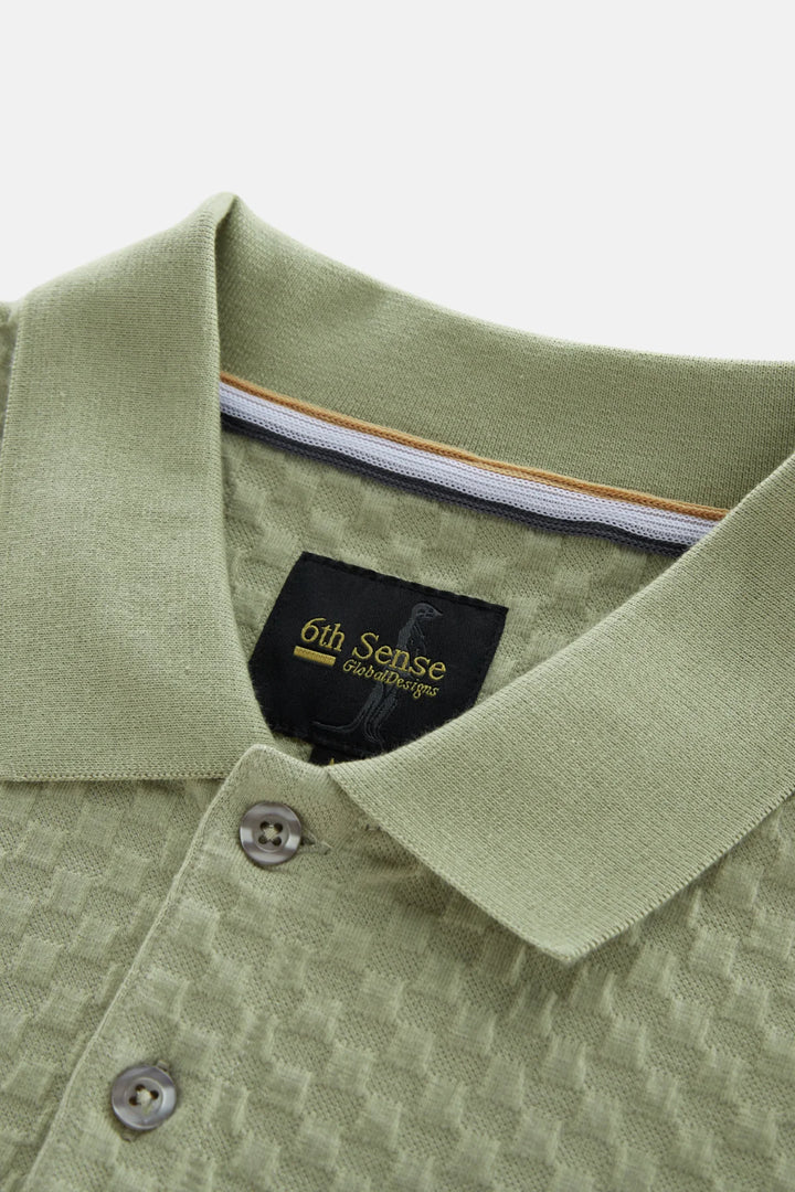 6th Sense Polo Shirt | Jacquard | Eucalyptus