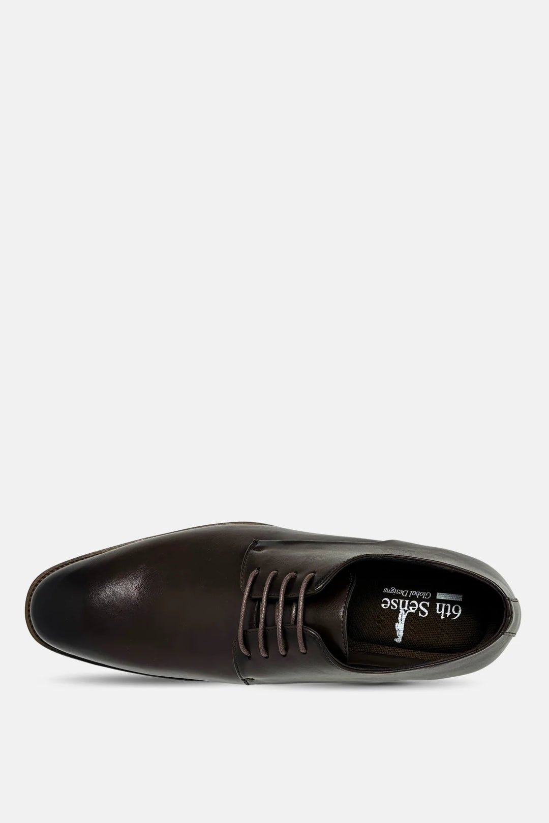 6th Sense dark brown lace-up dress shoe, side view with rounded toe