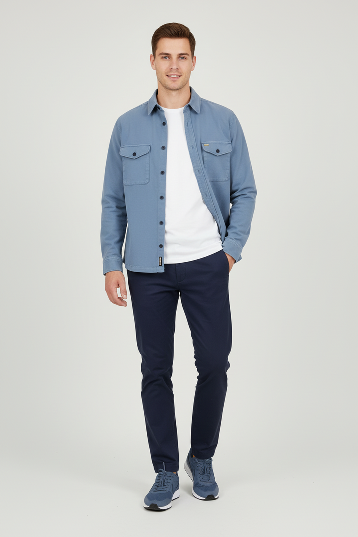 6th Sense Twill Overshirt | Blue Grey