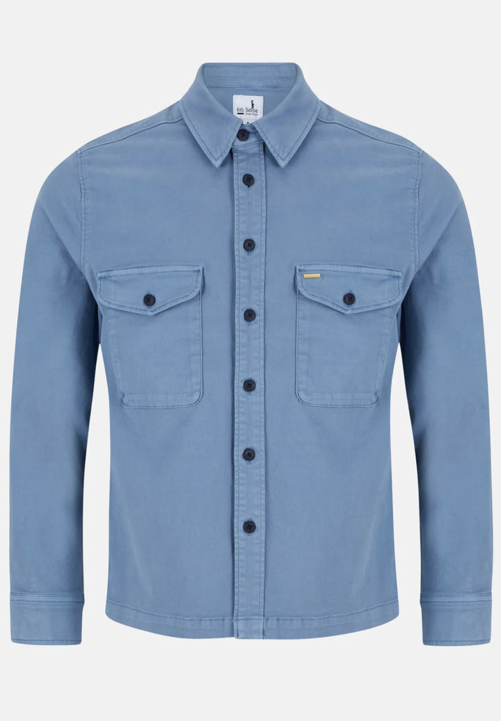 6th Sense Twill Overshirt | Blue/Grey