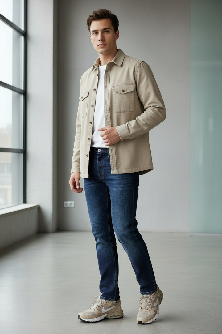 6th Sense Twill Overshirt | Dark Khaki