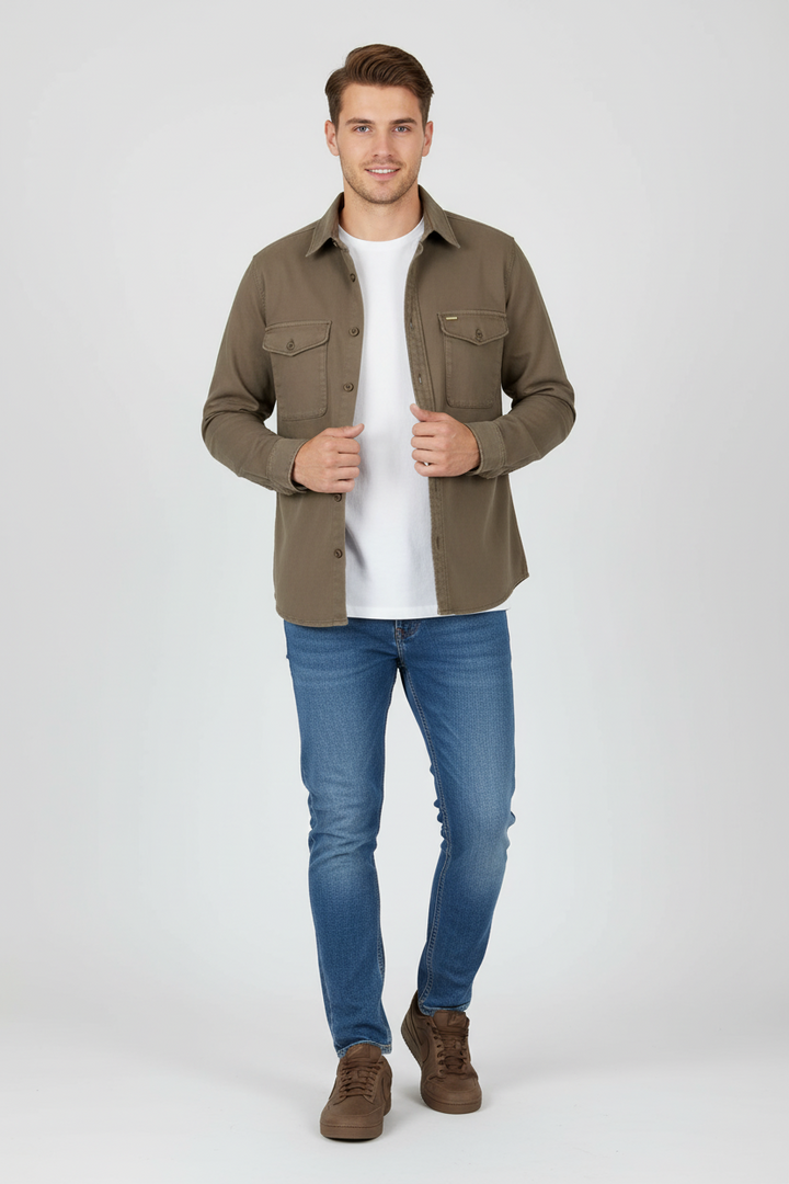 6th Sense Twill Overshirt | Mocha