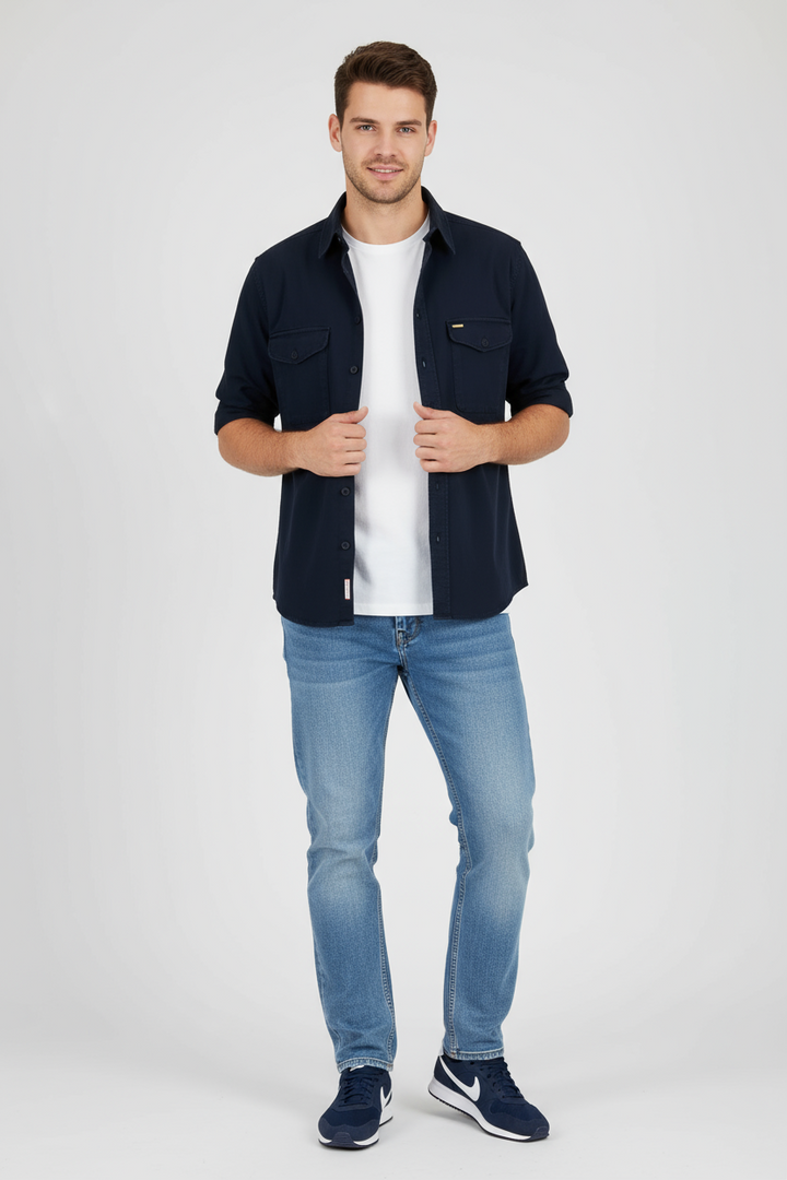 6th Sense Twill Overshirt | Navy