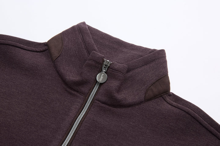 6th Sense 1/4-zip top in dark plum with stand collar and zipper