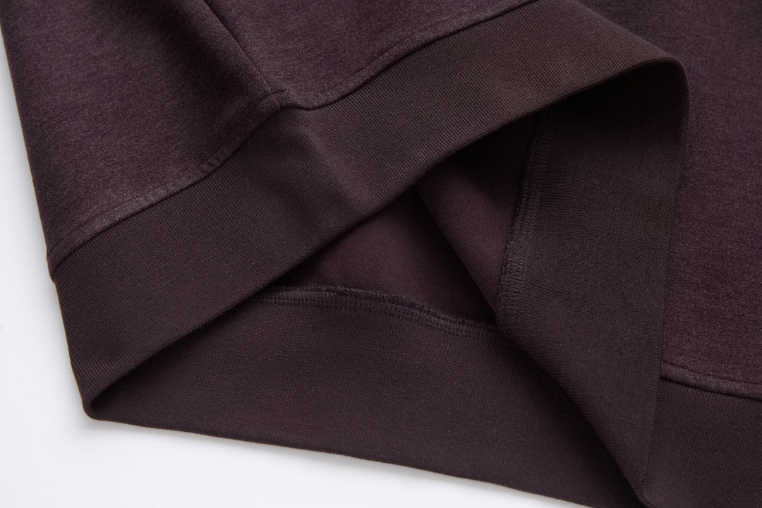 6th Sense 1/4-zip top neckline seam detail in dark plum