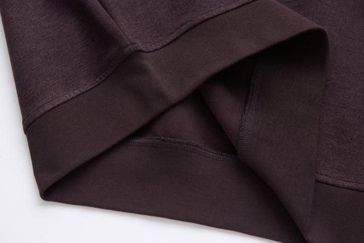 6th Sense 1/4-zip top neckline seam detail in dark plum