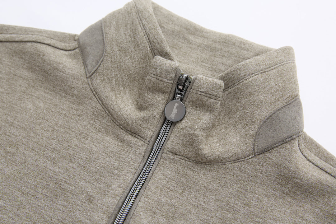 6th Sense 1/4-zip top with quarter-zip and logo pull, heather walnut
