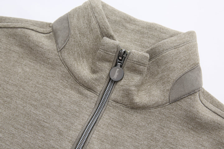 6th Sense 1/4-zip top with quarter-zip and logo pull, heather walnut