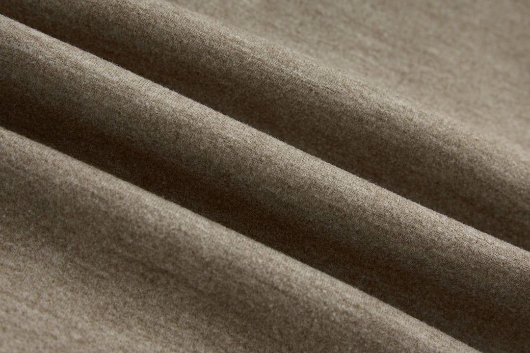 Taupe gilet fabric with fine woven texture and matte finish