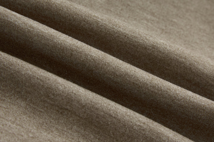 Taupe gilet fabric with fine woven texture and matte finish