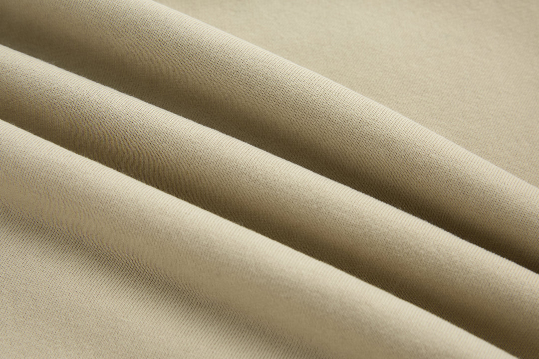 Rivet & Denim hoodie knit fabric, fine rib texture in light feather beige