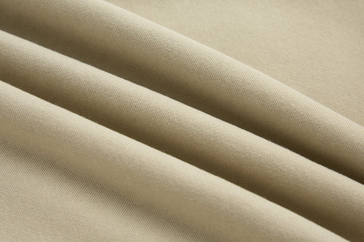 Rivet & Denim hoodie knit fabric, fine rib texture in light feather beige