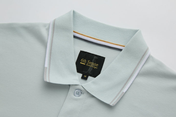 Oyster polo shirt with ribbed collar and button placket detail