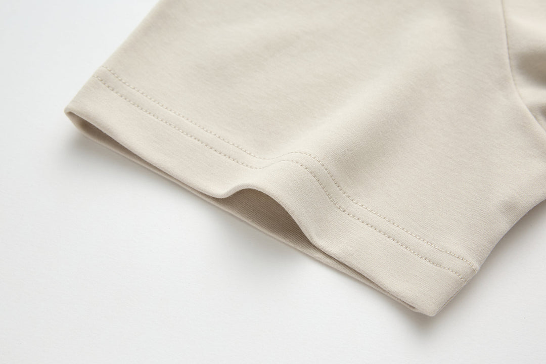 Light cream 6th Sense T-shirt sleeve hem with neat double stitching