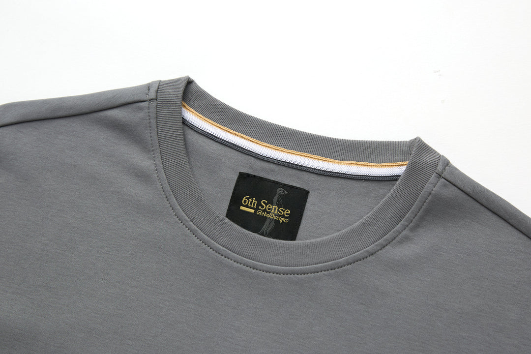 6th Sense T-shirt crew neck with inner collar stripe and brand tag