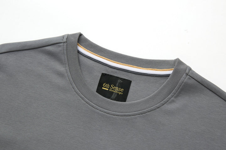 6th Sense T-shirt crew neck with inner collar stripe and brand tag