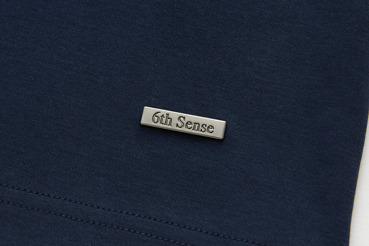 Navy 6th Sense T-shirt back neck label