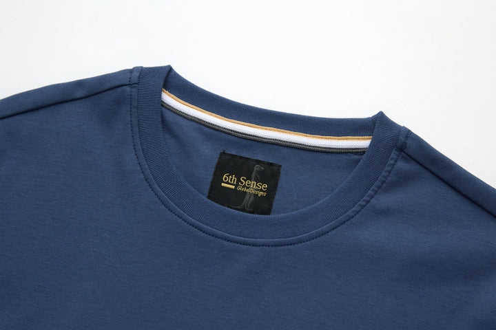 6th Sense T-shirt in dark blue with crew neck and logo neck label