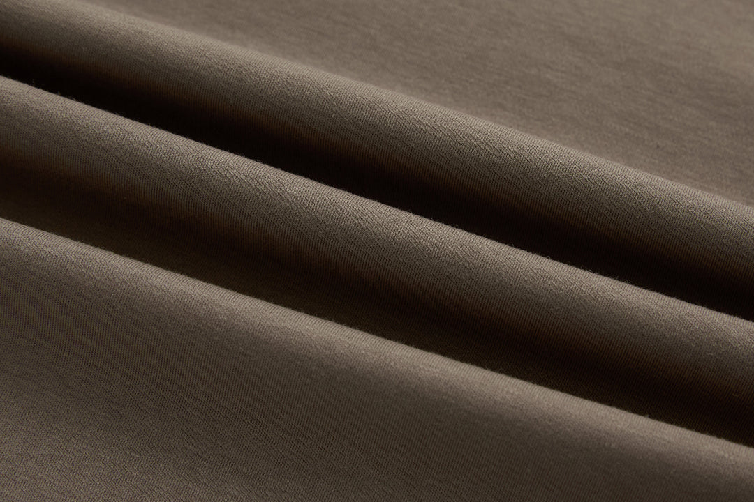 Walnut brown heather t-shirt fabric close-up