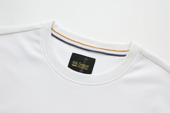 White crewneck T-shirt with inner brand neck label