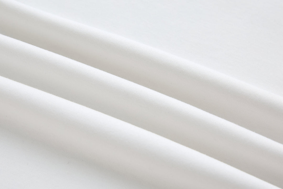 White T-shirt fabric with smooth knit texture