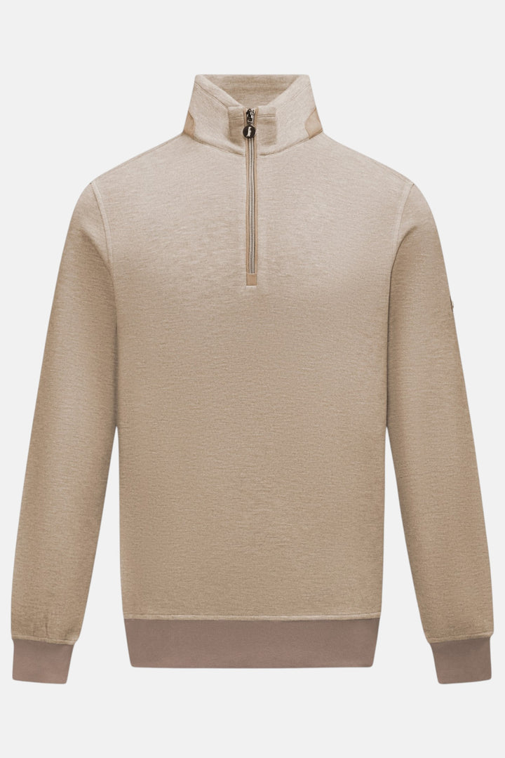 6th Sense taupe 1/4-zip top with stand collar and zip placket