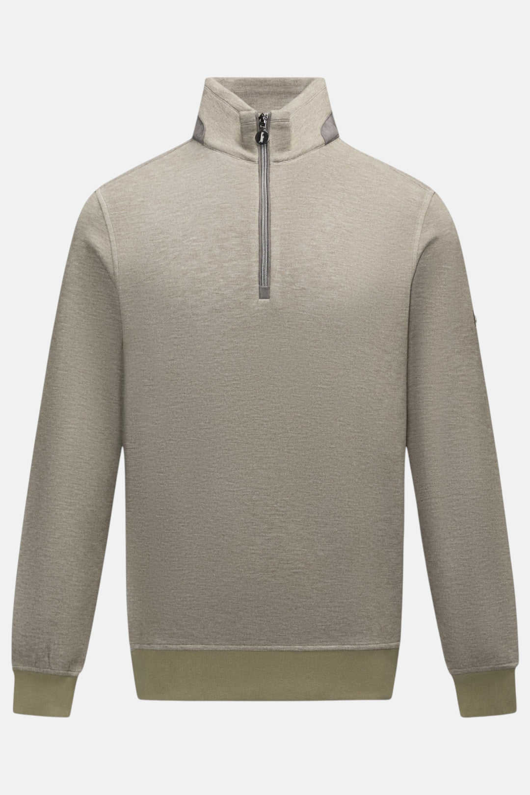 6th Sense walnut heather beige 1/4-zip pullover with stand collar and zip