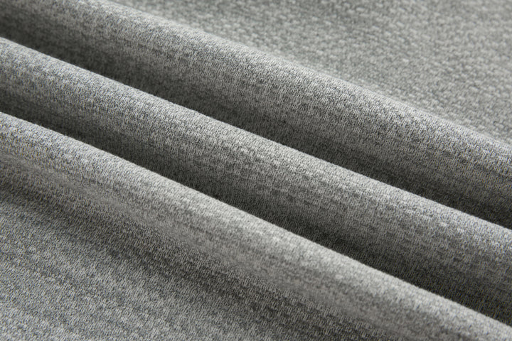 Heather gray 1/4-zip top fabric panel with layered fold texture
