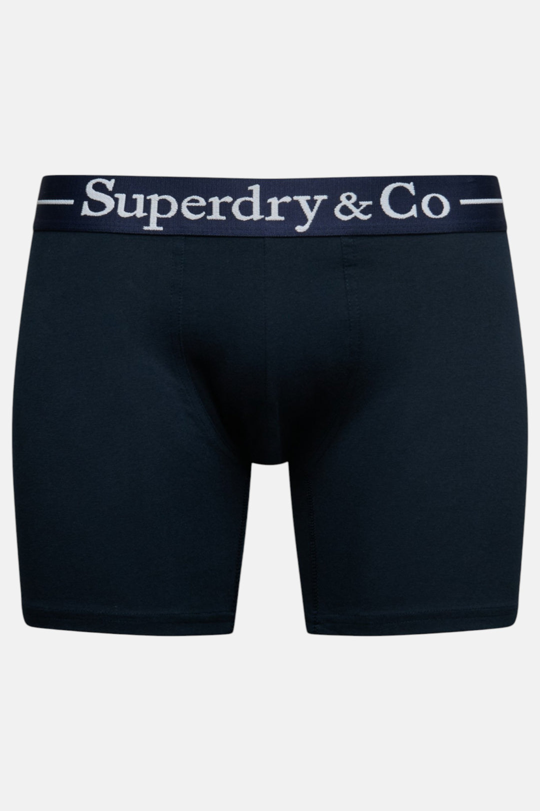 Navy boxer shorts with Superdry & Co waistband stripe in gray