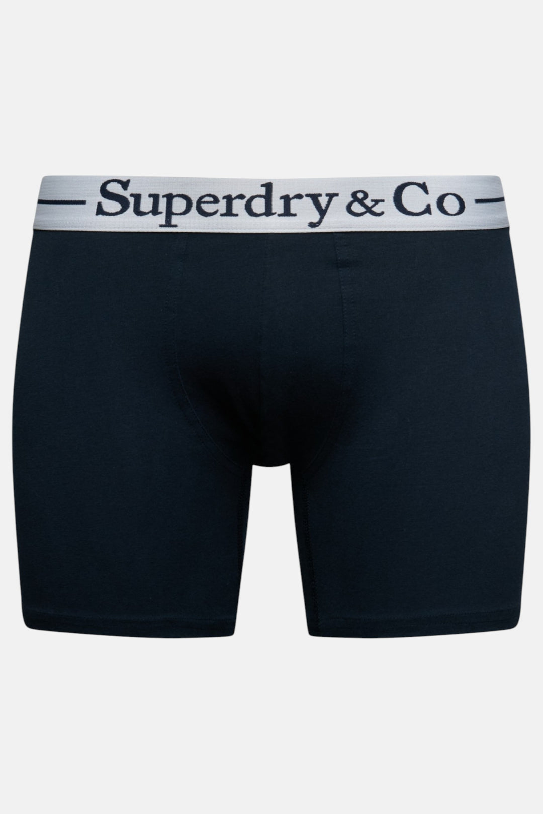 Navy boxer shorts with Superdry & Co waistband stripe