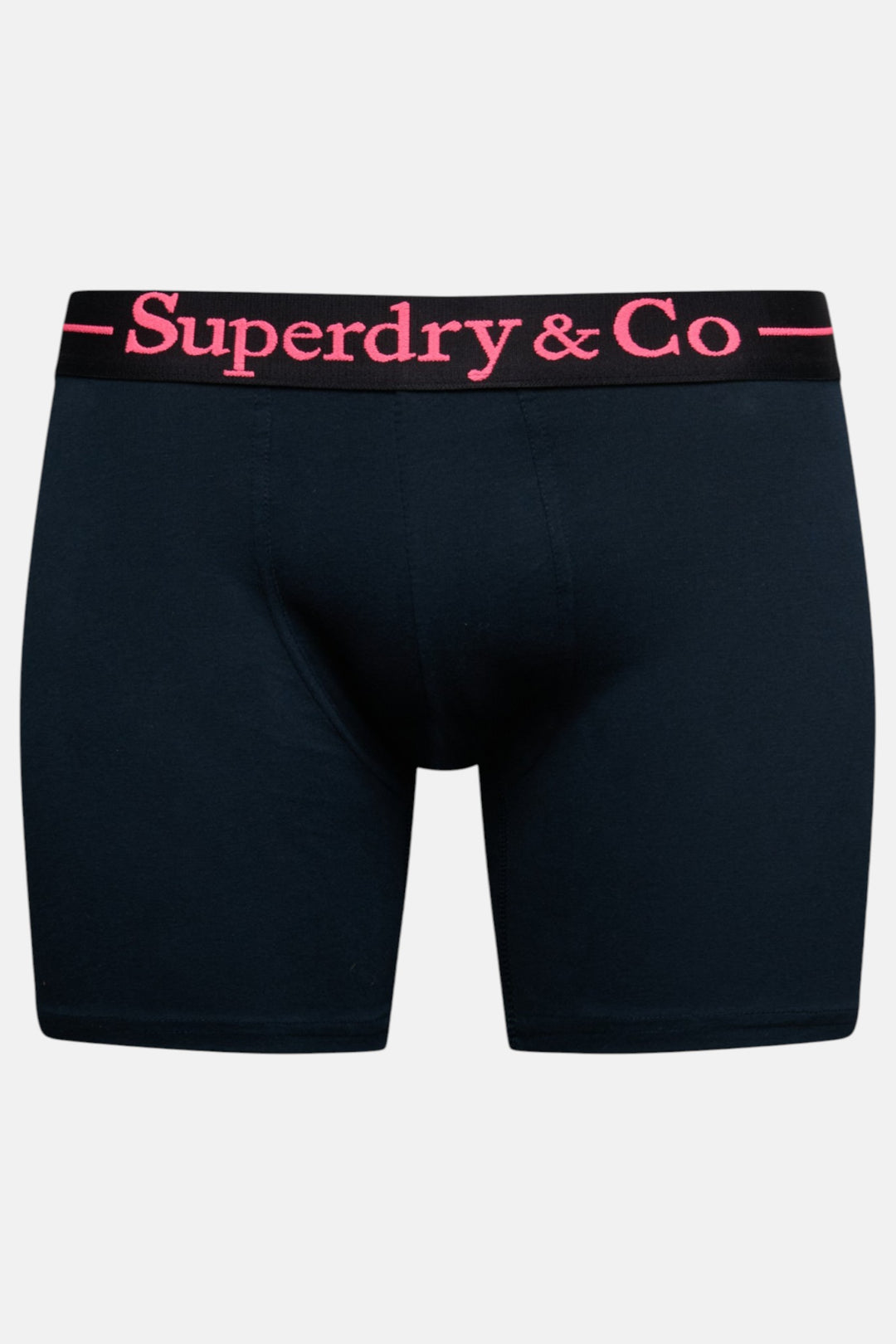 Navy boxer shorts with pink Superdry & Co waistband stripe