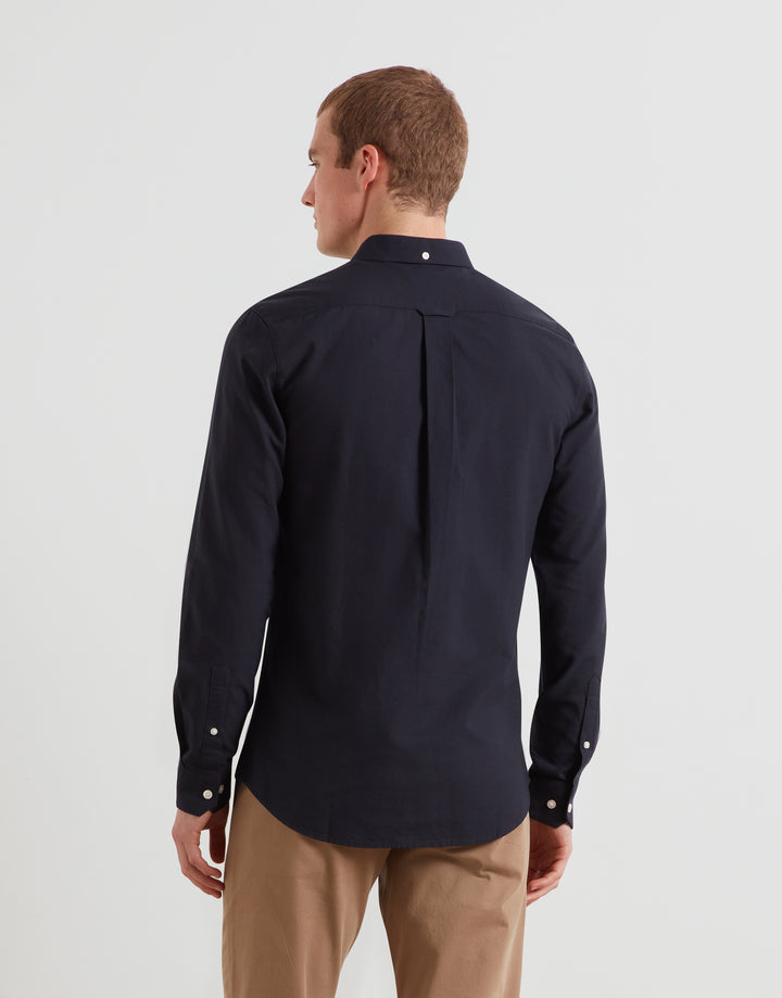 Farah Brewer slim-fit oxford shirt back view, dark navy, button cuffs