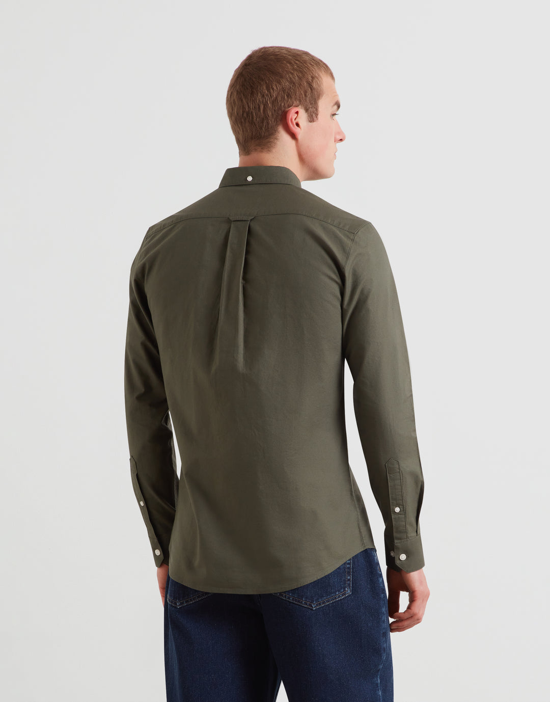 Farah Brewer slim-fit oxford shirt back view, buttoned yoke and collar