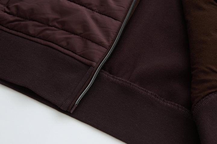 Plum jacket hem and zipper placket with elastic cuff