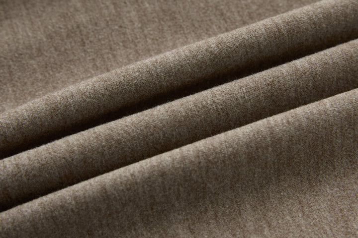 Taupe hybrid jacket fabric texture panel, heathered knit surface