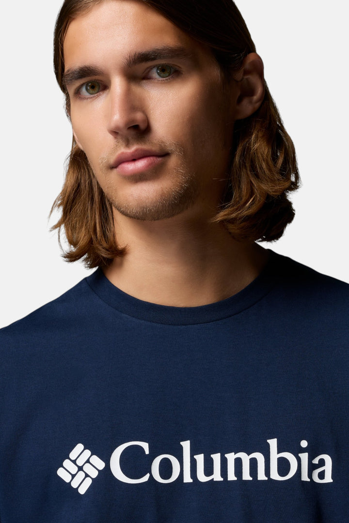 Columbia logo on collegiate navy T-shirt crew neck