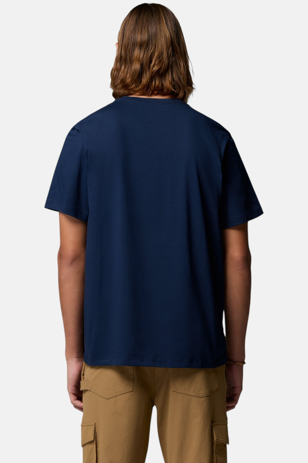 Men's collegiate navy T-shirt, plain back