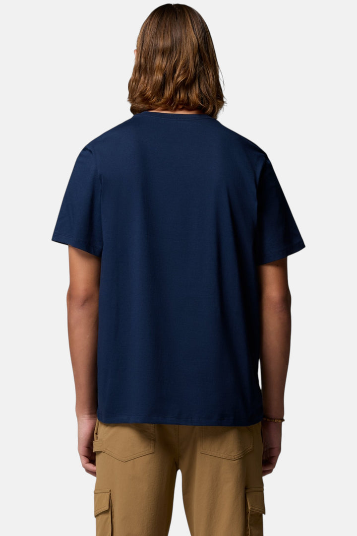 Men's collegiate navy T-shirt, plain back